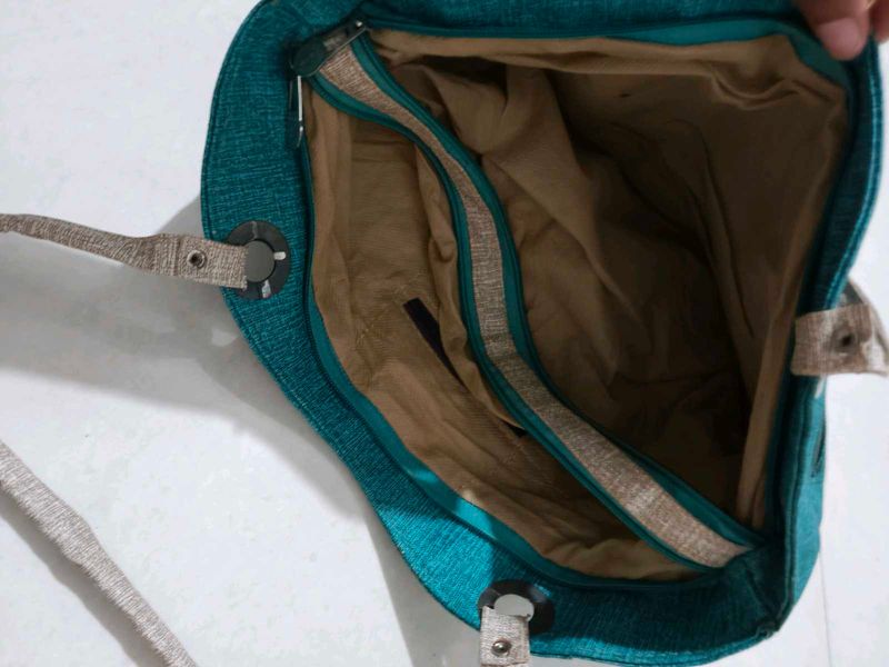 Teal &amp; Beige Tote Bag