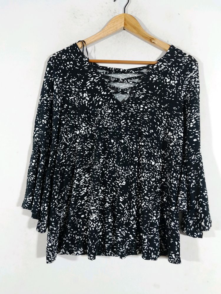 Lily Morgan  Black Printed Top (Women's)
