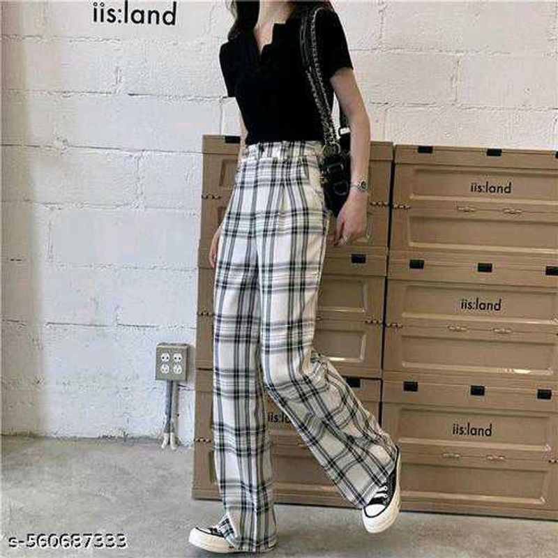 Stylish Plaid Wide-Leg Pants buy 1 get one fre