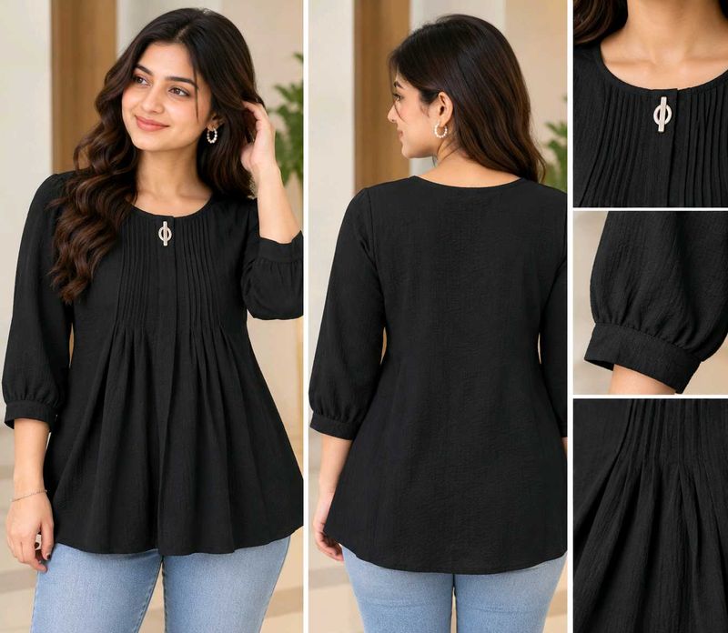 Elegant Black Pleated Top