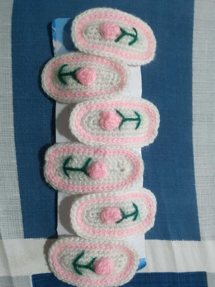 Handmade Crochet Hair Clips Set