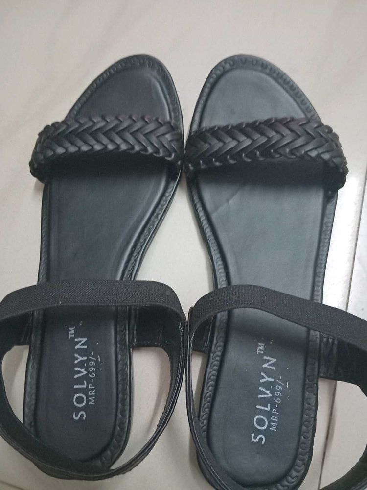 Stylish Black Braided Flat Sandals