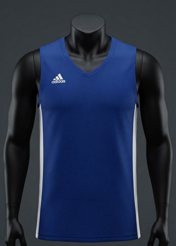 Adidas Blue V-Neck Sleeveless T-Shirt