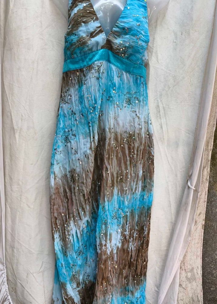Boho Tie-Dye Maxi Dress with Sequins