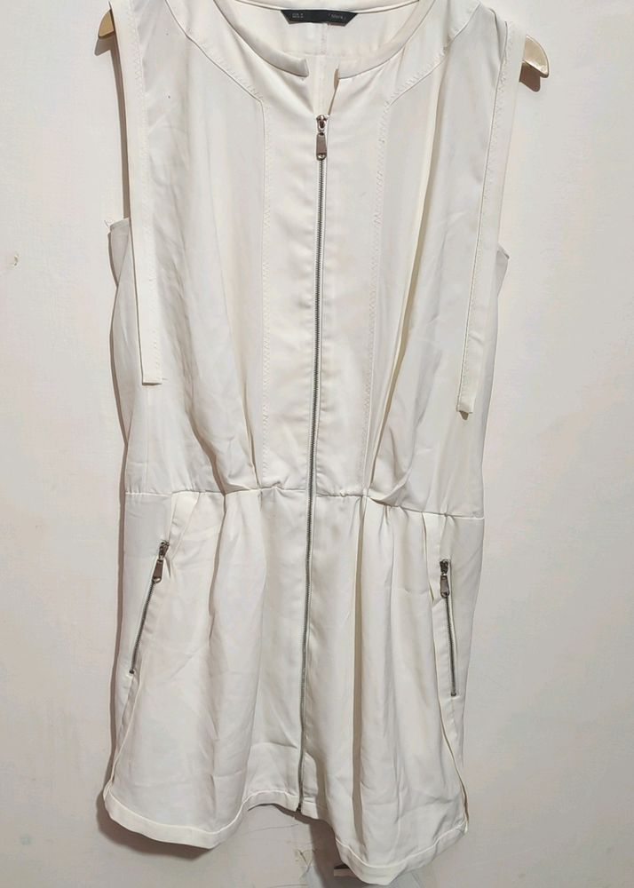 Off White Cut Sleeve Short Dress For 36 Bust