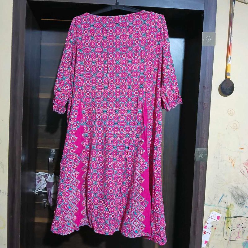 Vibrant Pink Printed Kurta