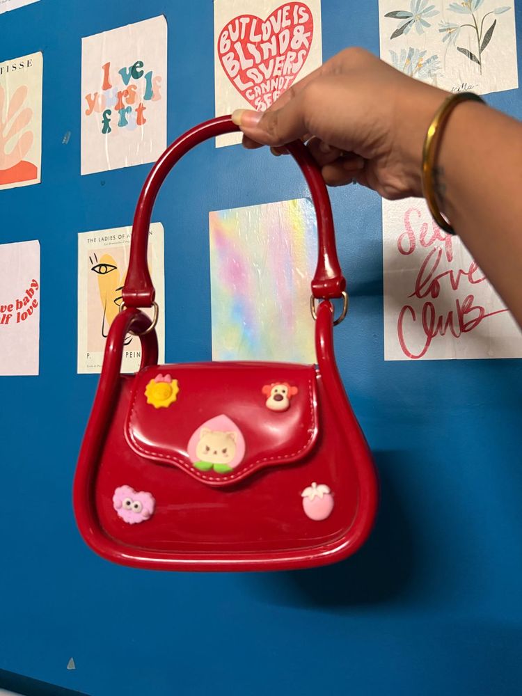 Cute Red Mini Handbag with Charms