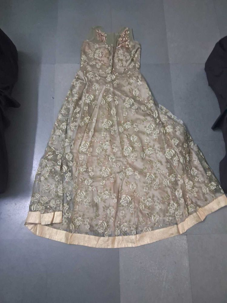 Elegant Floral Embroidered Gown