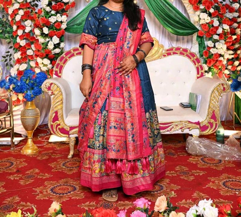 Elegant Blue and Pink Lehenga Choli