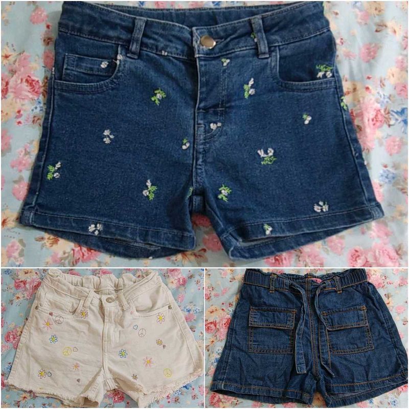 3 Denim shorts for girls ( 6 to 8 years)