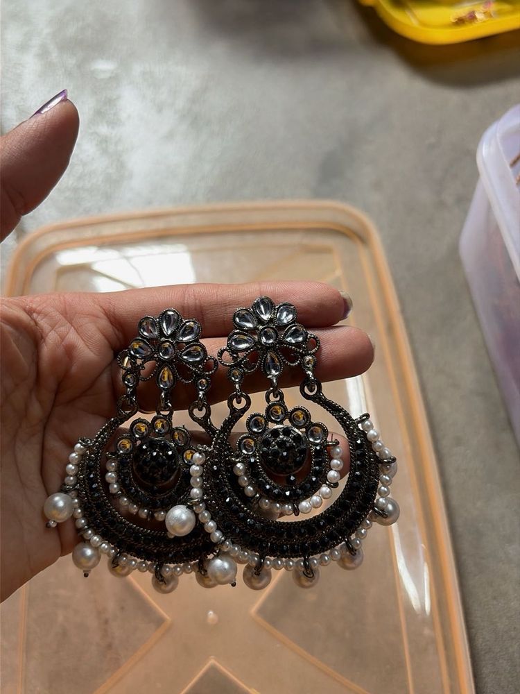 Designer Jhumka Earrings with Pearls