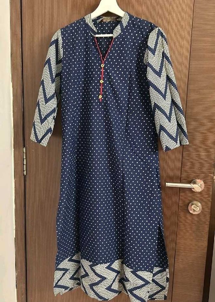 Navy Blue Polka Dot Kurta