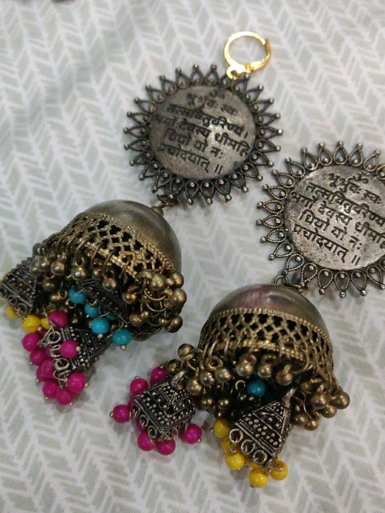 Oxidized Jhumka Earrings