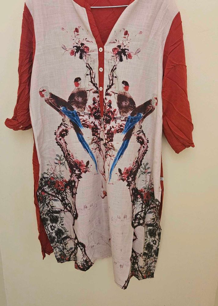 Designer Kurta with Bird Print