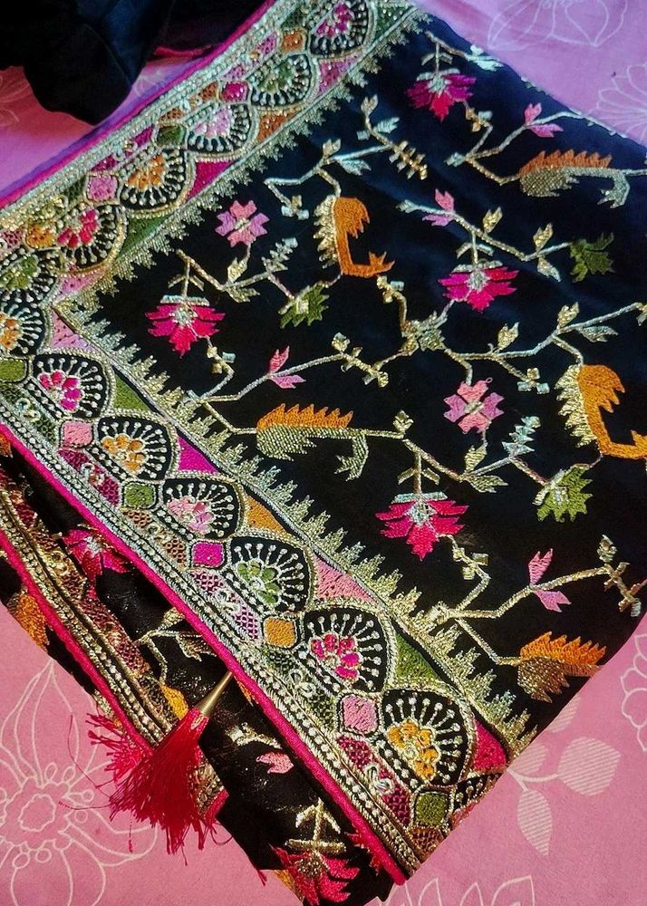 Embroidered Black Saree
