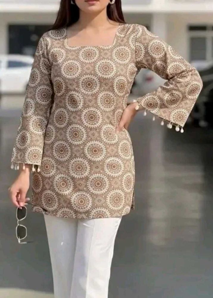 Stylish Printed Kurta with Bell Sleeves
