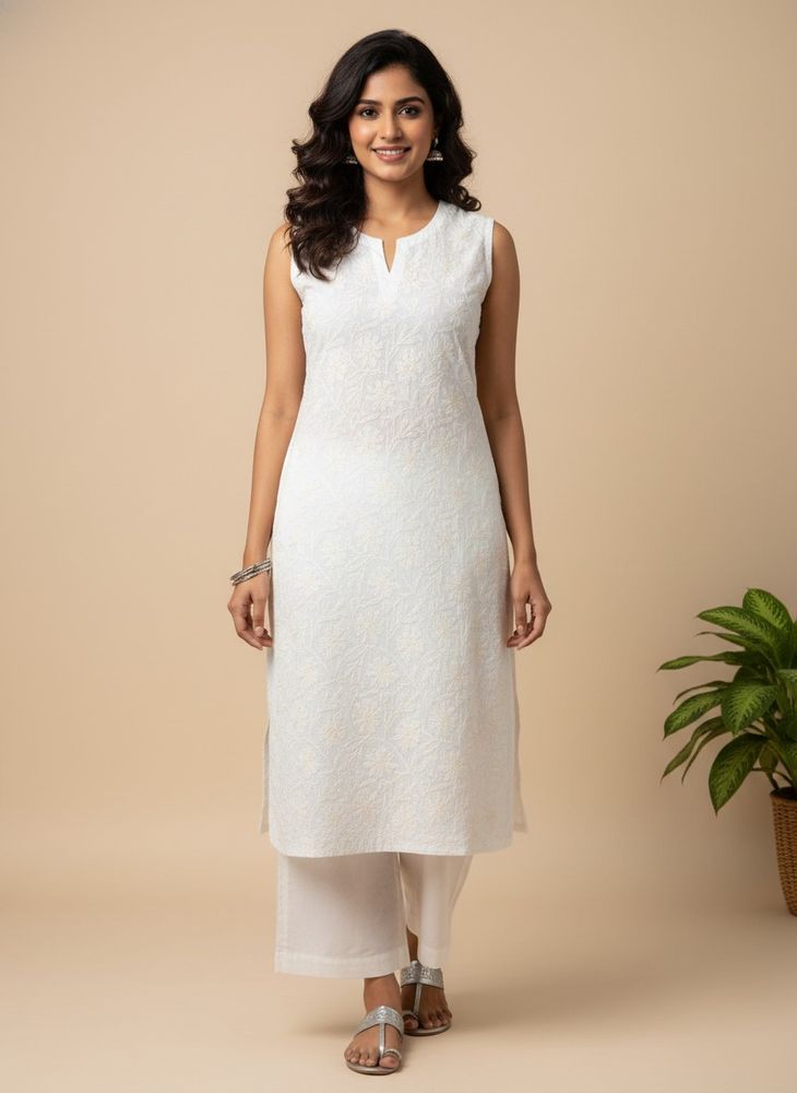 Elegant White Chikankari Kurta