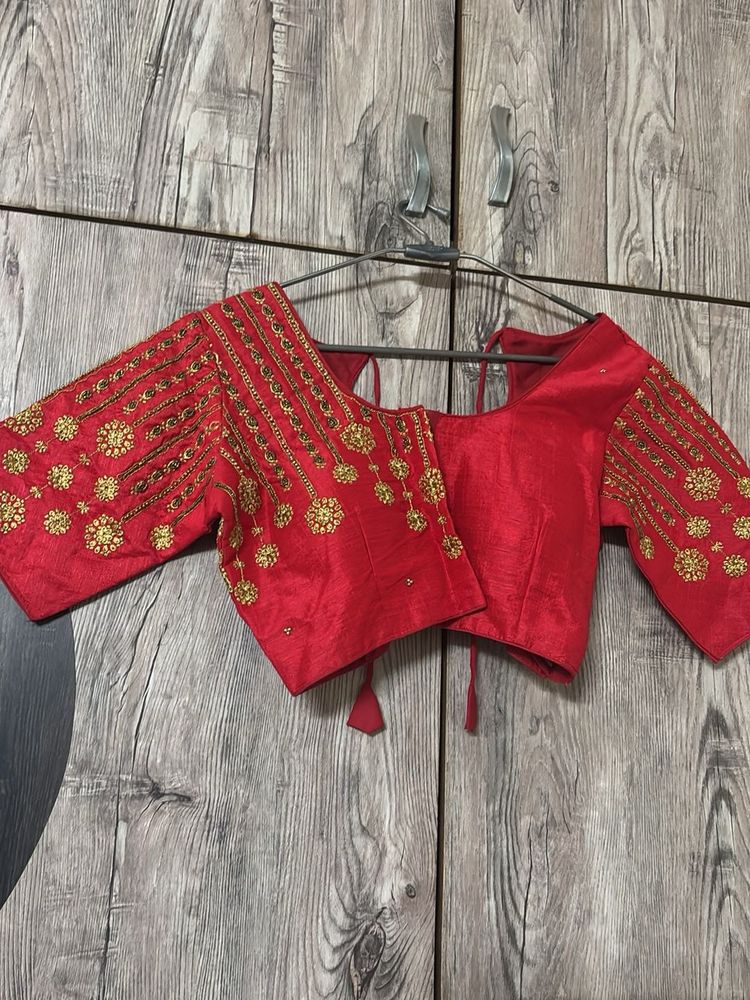 Stunning Red Embroidered Blouse