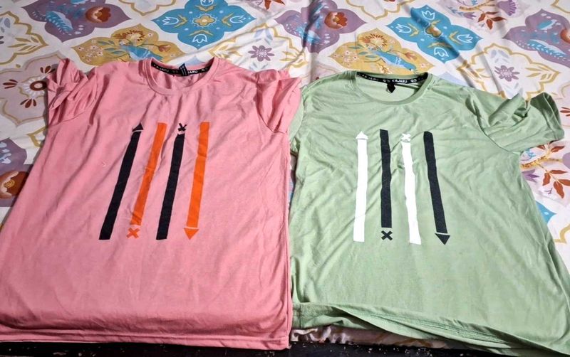 Men's set of 2 Graphic T-Shirts Pink &amp; Green