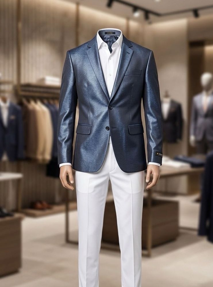 Men's Blue Metallic Blazer