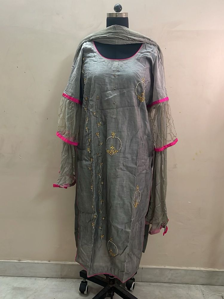 Elegant Grey Kurta Set with Dupatta