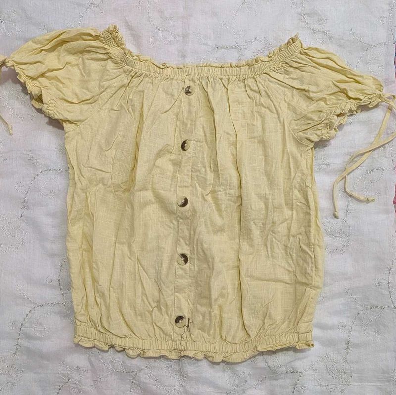 cute butter yellow top 100%cotton