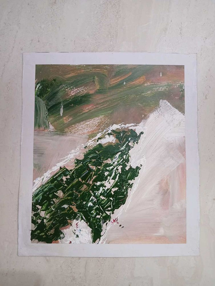 Abstract Green and White Painting(hand-painted)