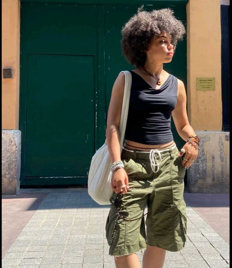 Stylish Pure Cotton Bottle Green Cargo Jorts 💚