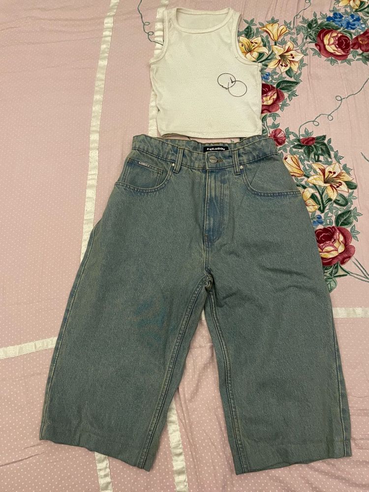 Blue Wide leg jorts