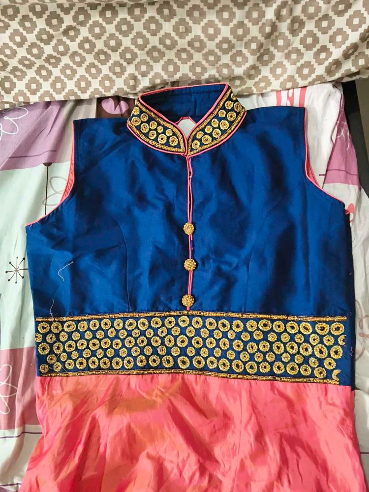 Vibrant Blue &amp; Pink Kurta  Size S to M