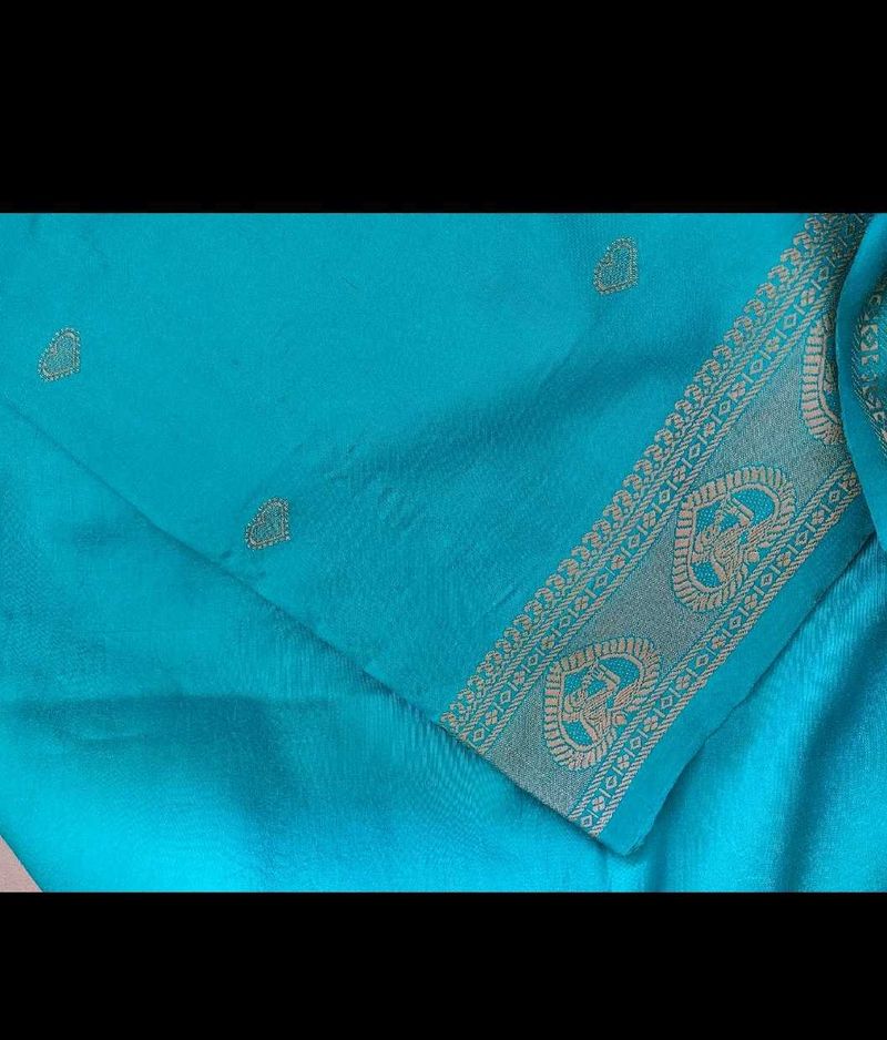 Blue pure silk baluchari inspired saree