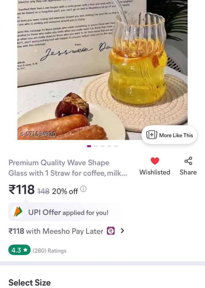 Meesho Wave Shape Glass with Straw
