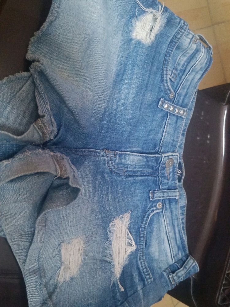 Distressed Denim Shorts