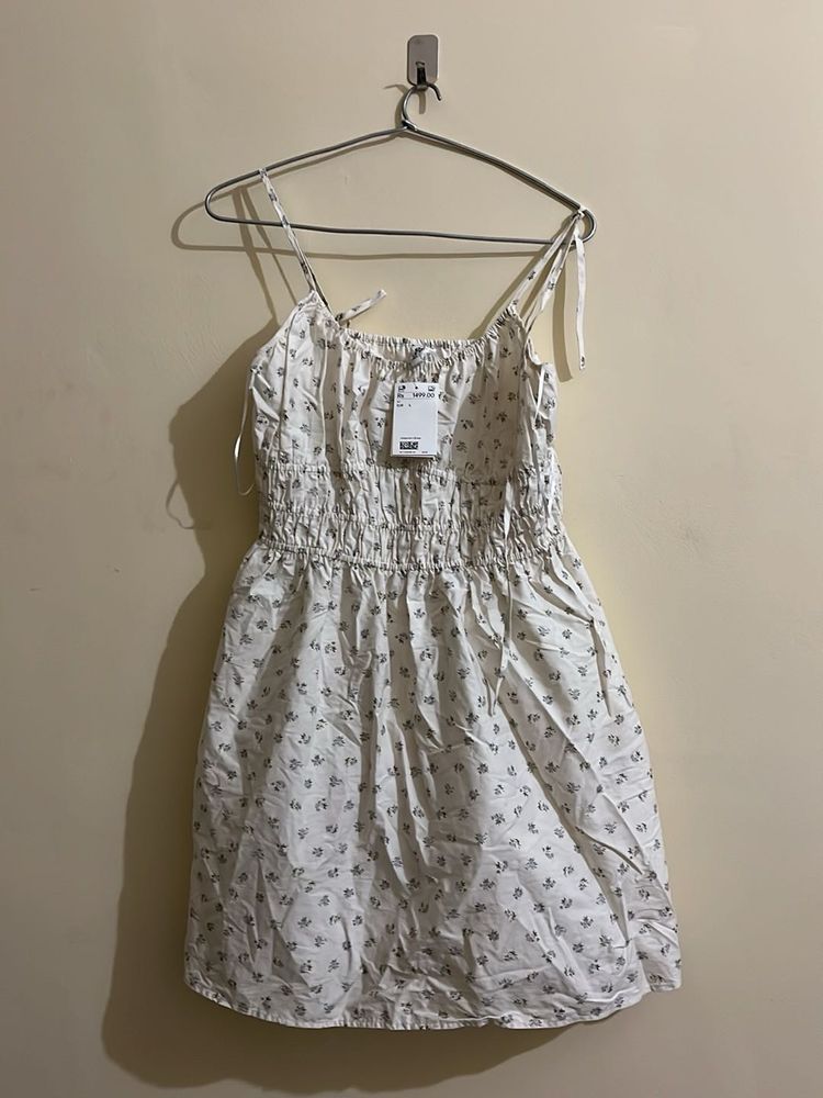 White Floral Print Mini Dress