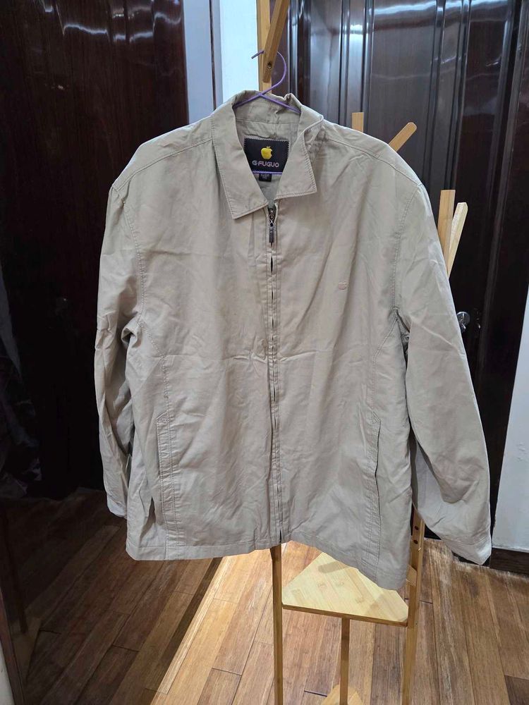 Men's Beige Full Zip Jacket