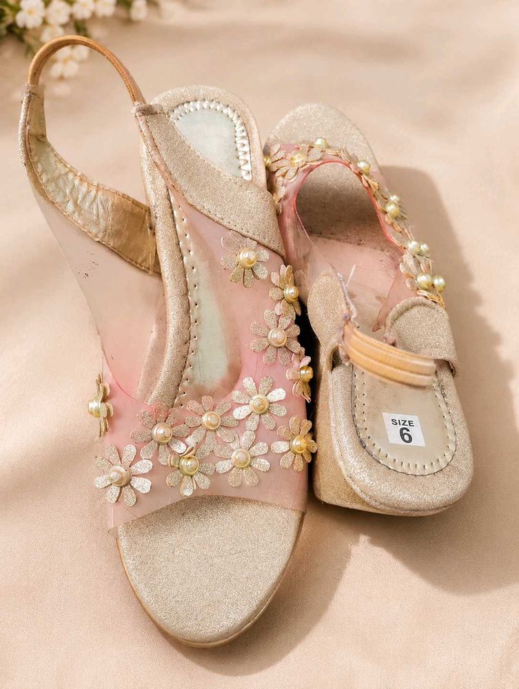 Sparkling Floral Wedge Sandals