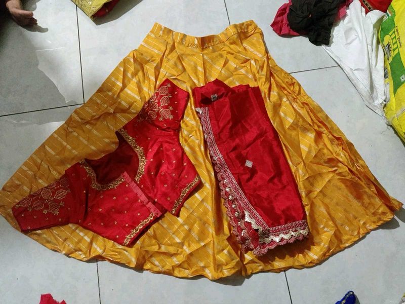 Stunning Yellow &amp; Red Lehenga Choli Set