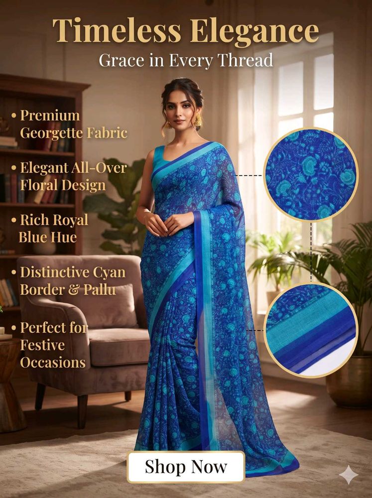 Elegant Blue Georgette Saree