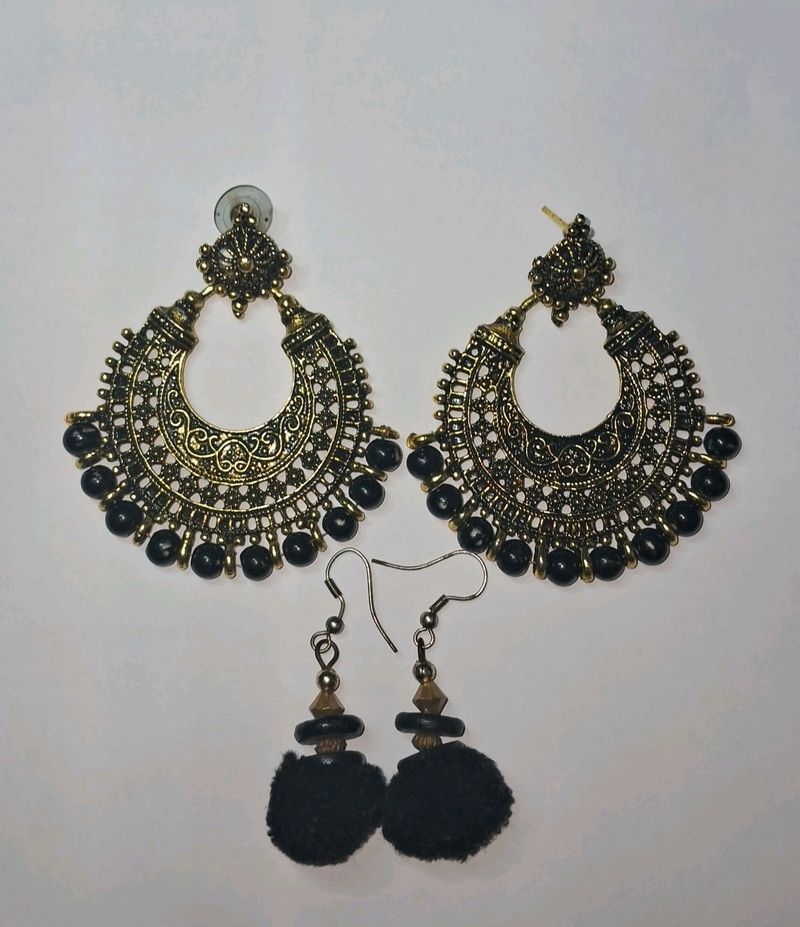 Black Pearl Earring With Combo
