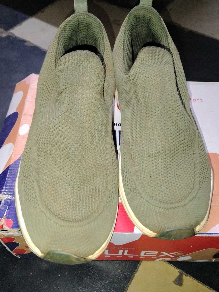 Olive Green Slip-On Sneakers
