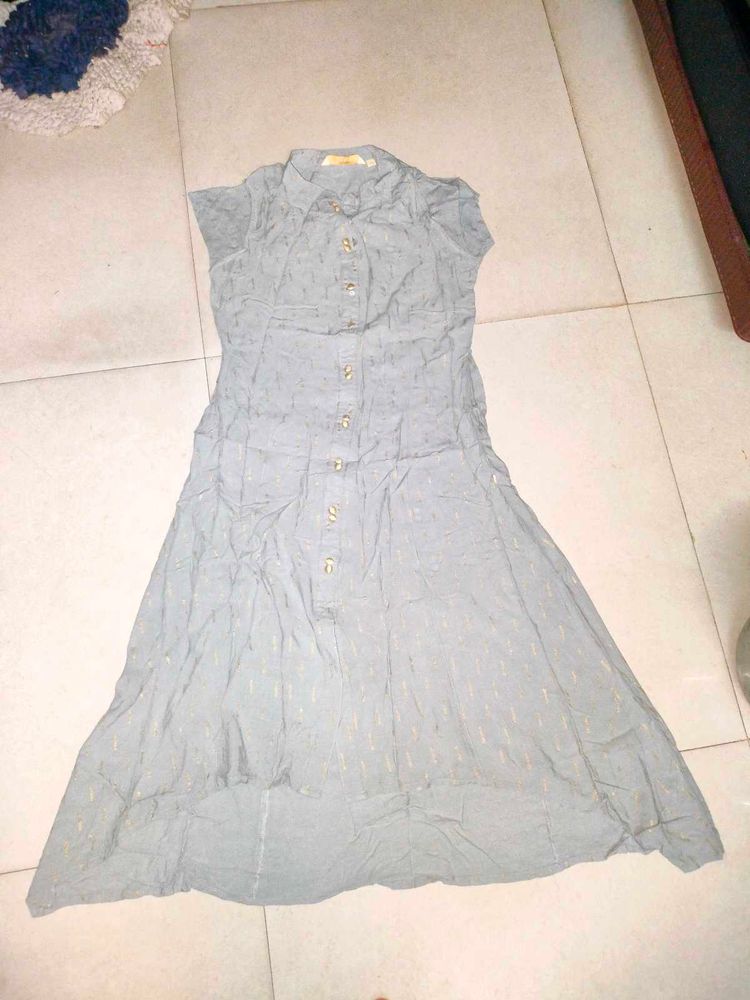 Gray Button-Down Dress