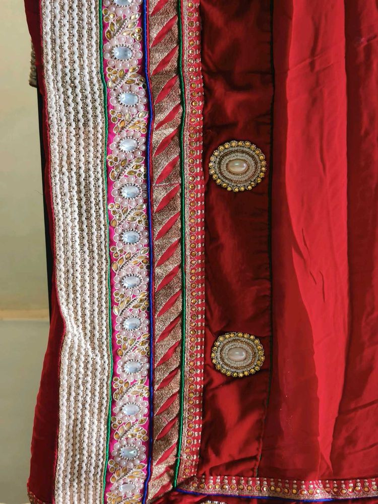 Red Embellished Saree