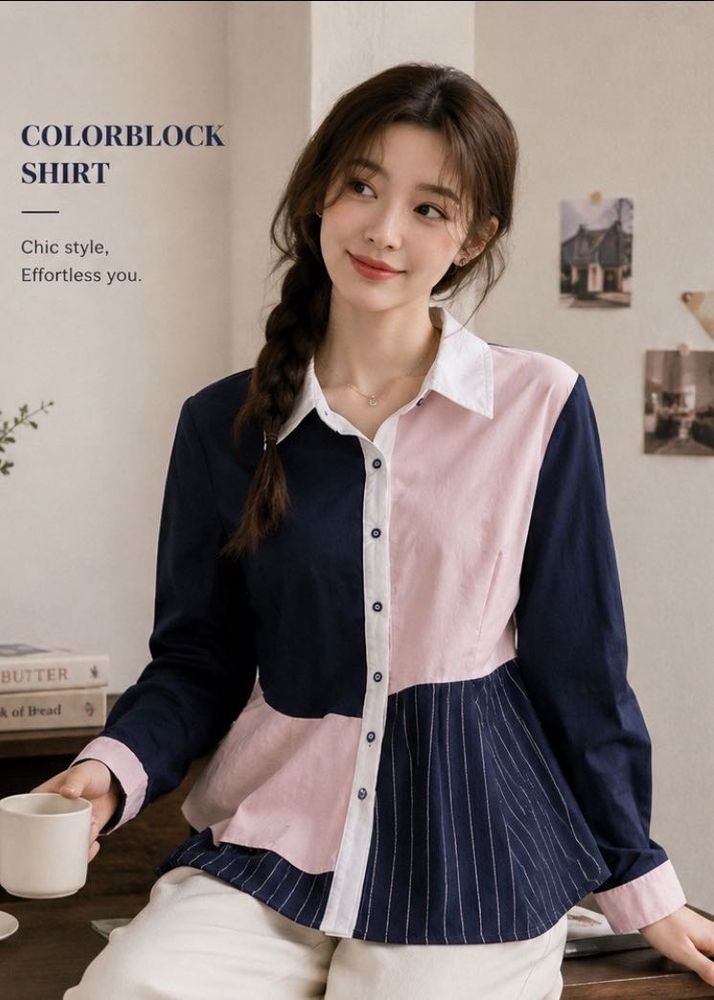 Colorblock Chic Button-Up Shirt