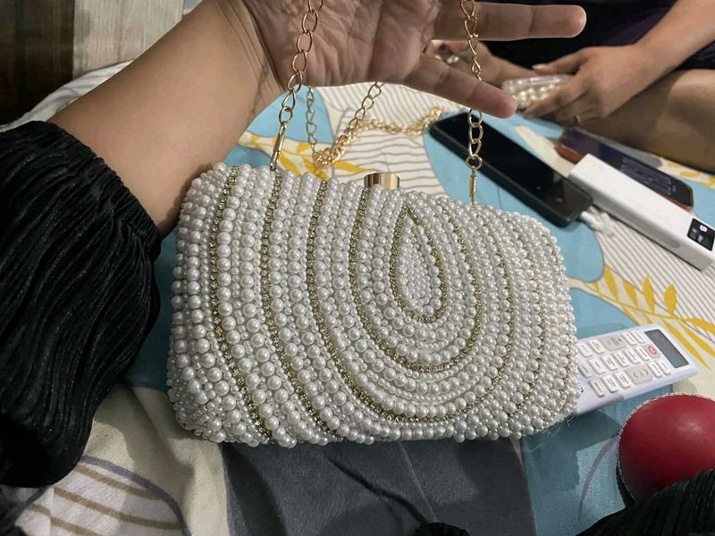 Elegant Pearl Embellished Clutch