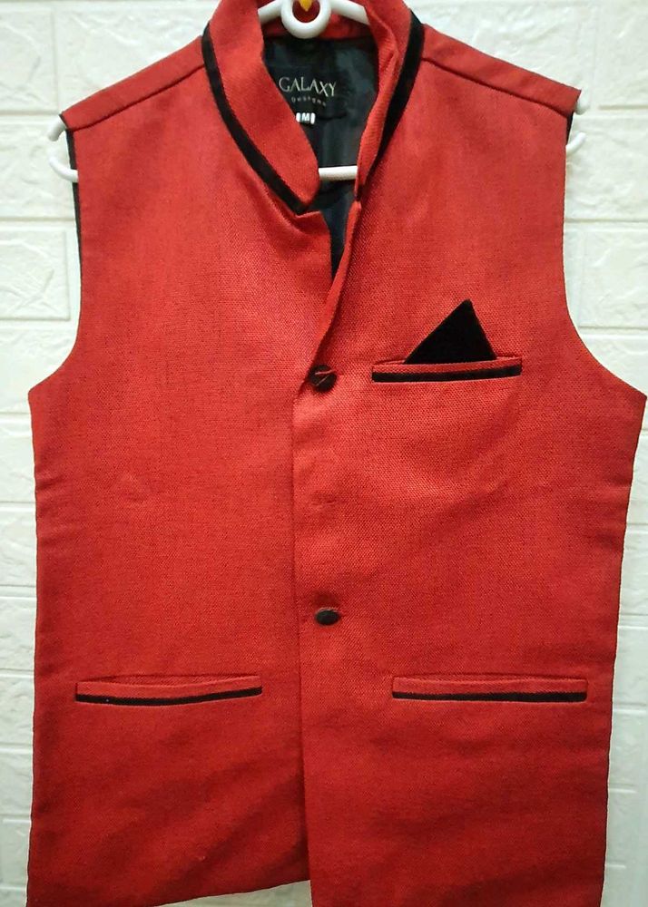 Red Galaxy Nehru Vest High Quality