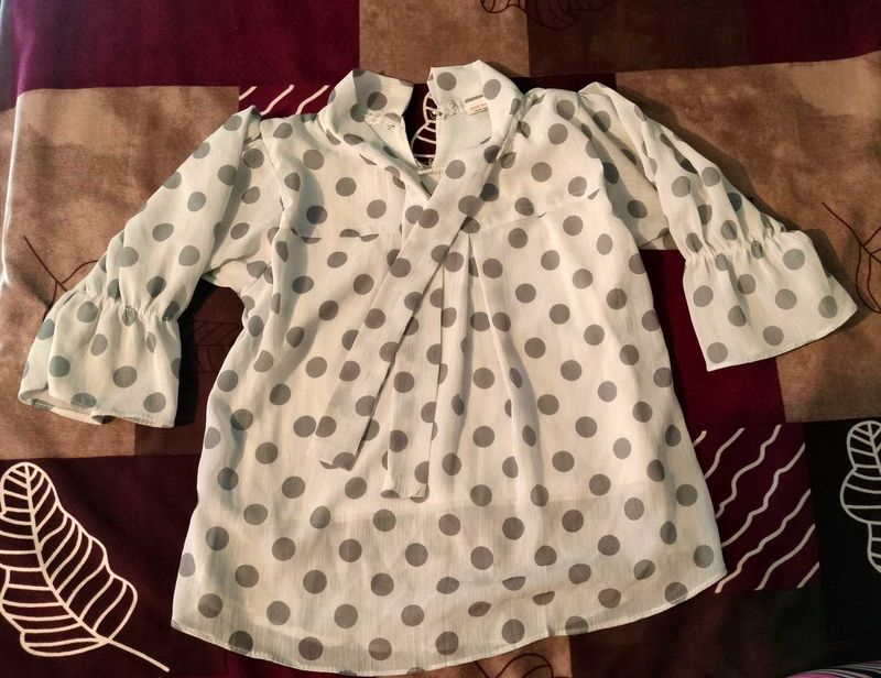 Chic Polka Dot Girl's Top