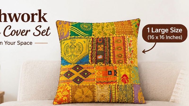 Boho Patchwork Throw Pillow Cover