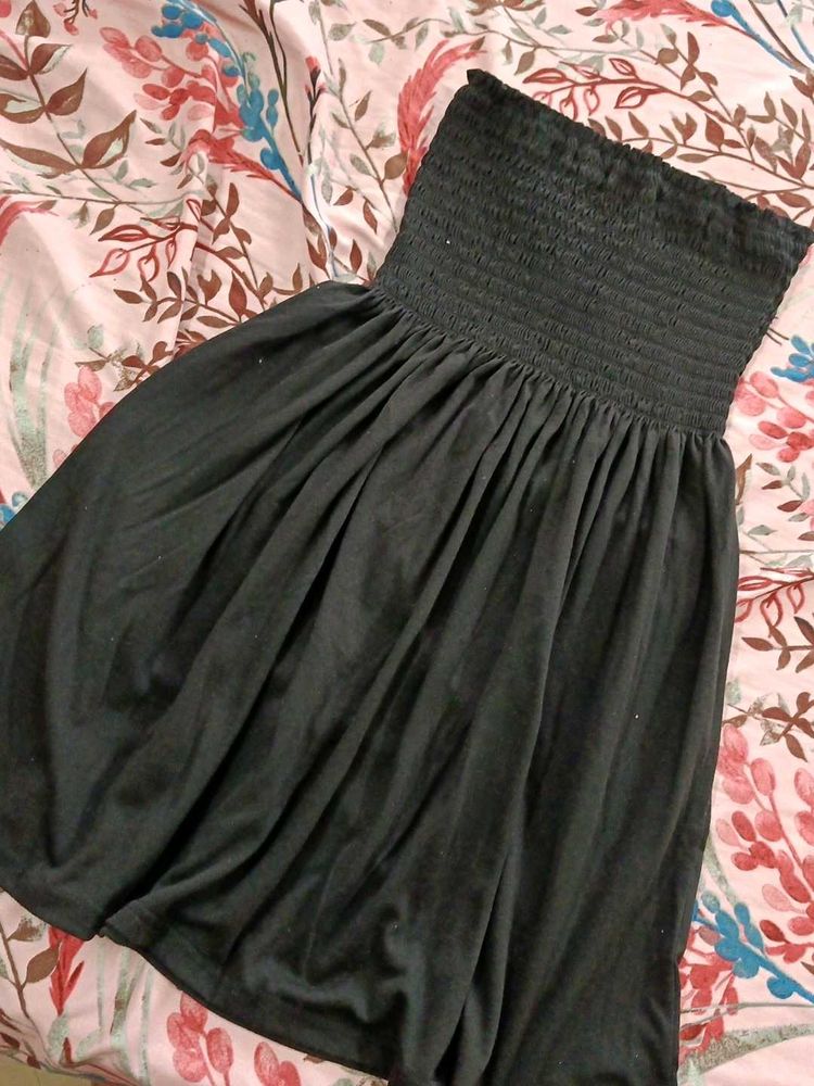 Strapless Smocked Black Dress