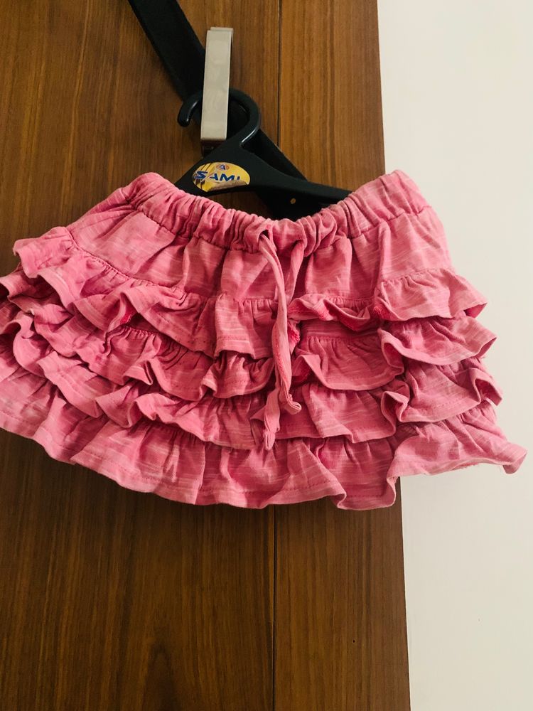 Branded Ruffled Mini Skirt