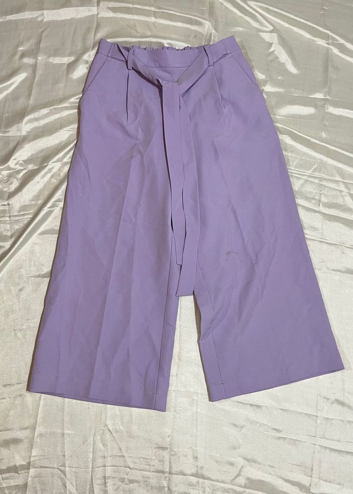 Lavender Wide-Leg Cropped Pants